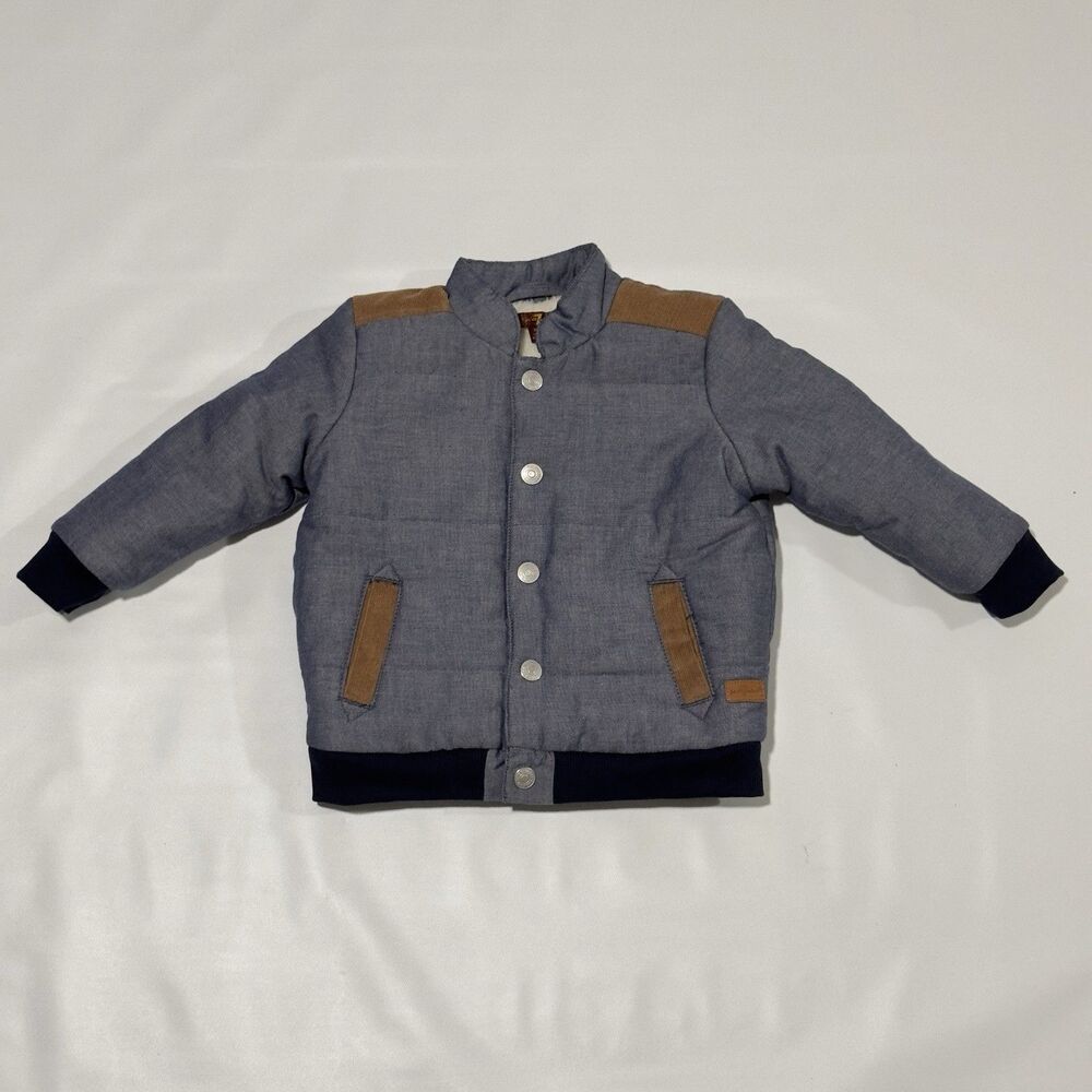7 For All Mankind Bomber Jacket With Sherpa Lining 18 Months Snap Buttons Blue